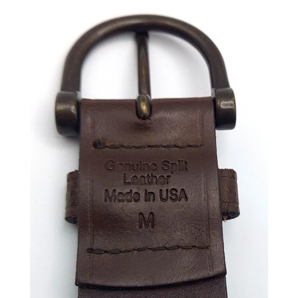 Vintage Leather Belt, Made in USA, Brown Cutout, Western Boho Belt, Womens Med